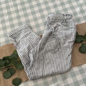 American Eagle Outfitters Blue & White Striped Drawstring Pants